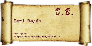 Déri Baján névjegykártya